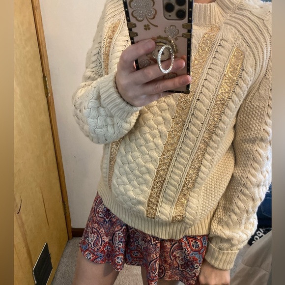 J Crew Knit Fisherman Wool Blend Sweater With Sequins - Picture 6 of 11